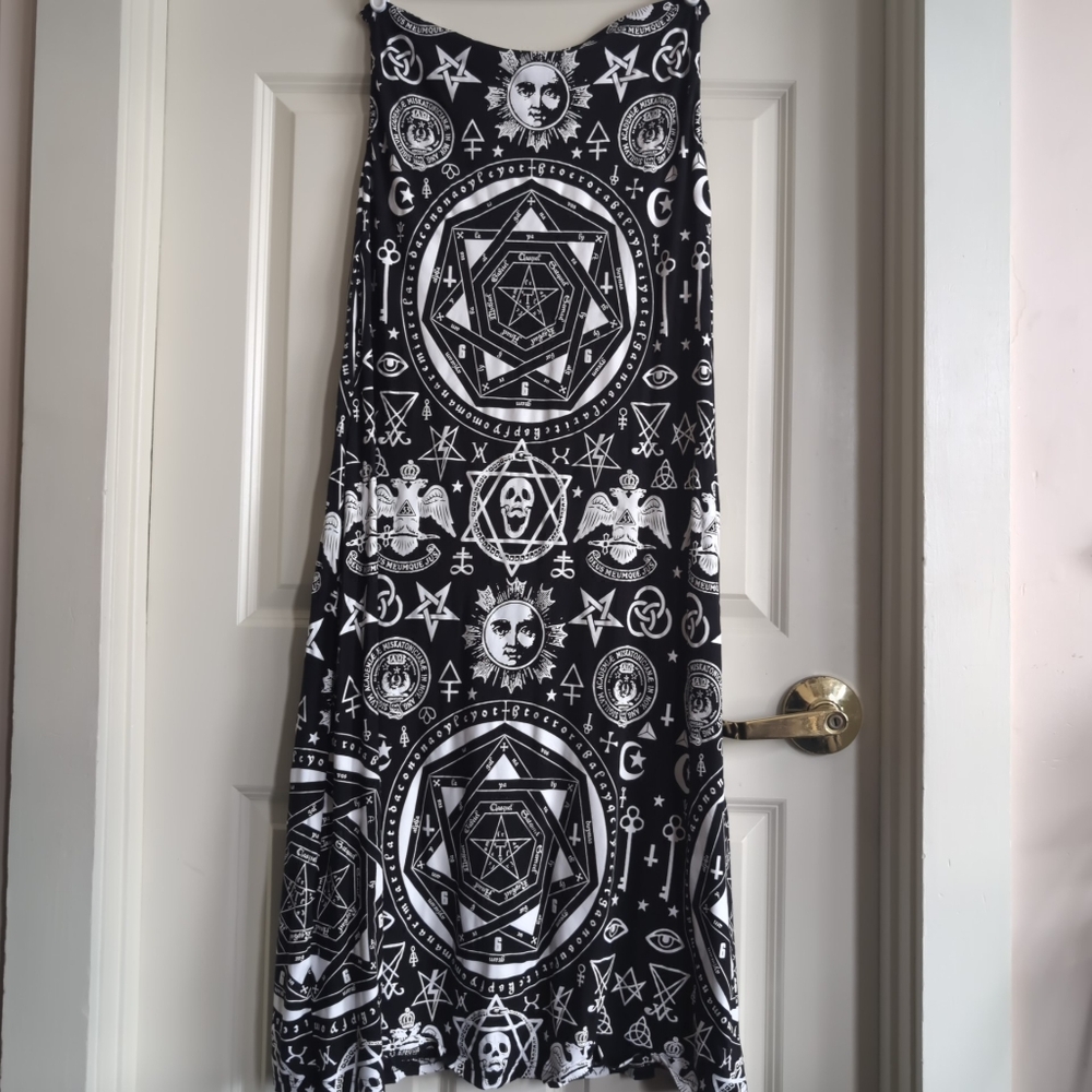 Black and white Killstar occult symbolism maxi tube dress - Picture 6 of 9